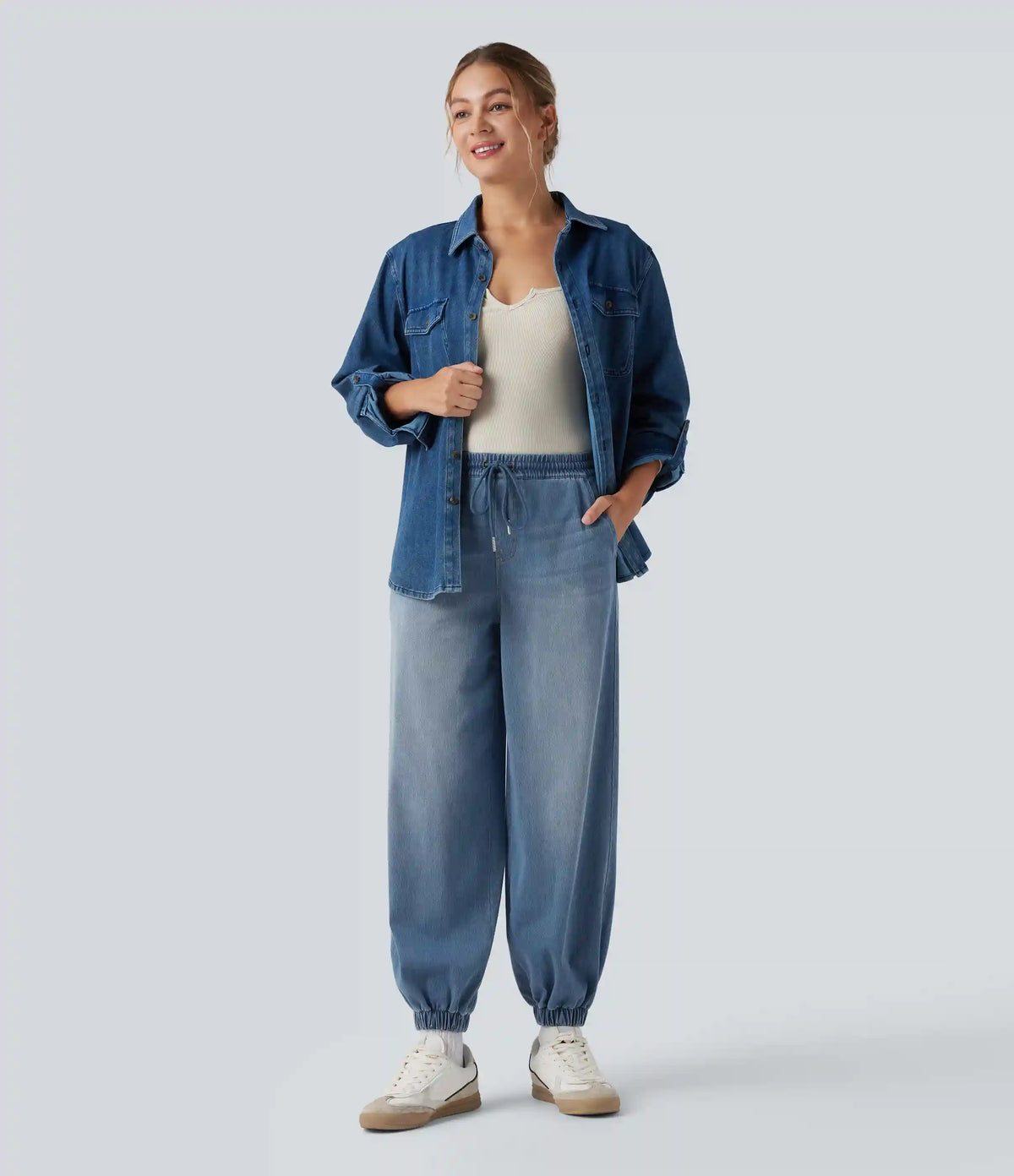Halara Flex™ Mid Rise Drawstring Casual Sweatpants Jeans with Pockets