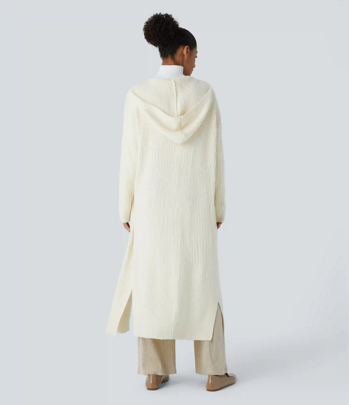 Hooded Long Sleeve Pocket Longline Casual Cardigan