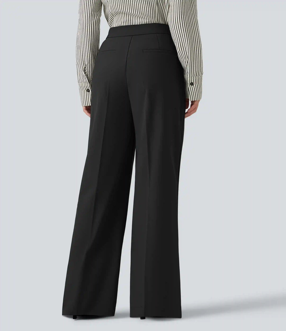 Wrinkle Recovery High Waisted Baggy Work Pants with Pockets