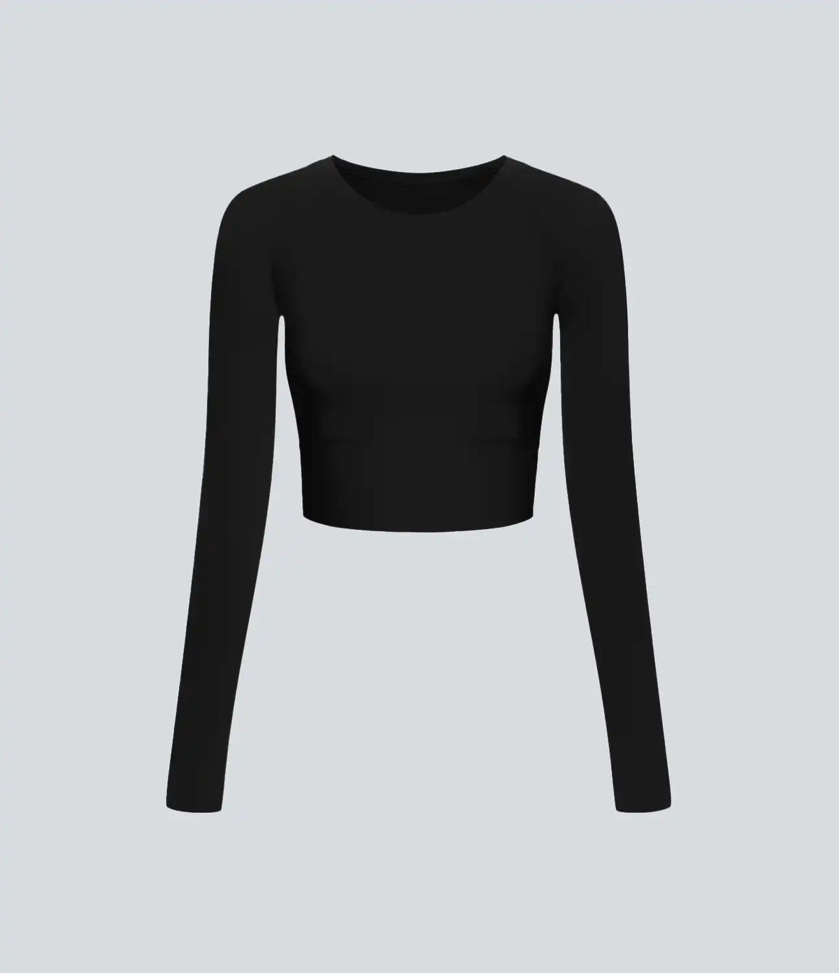 Solid Thumb Hole Cropped Yoga Sports Top