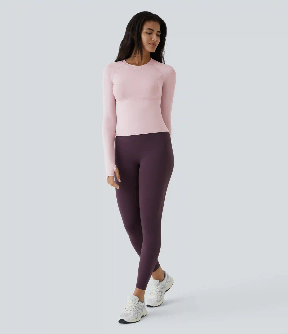 Solid Thumb Hole Yoga Sports Top