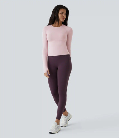 Solid Thumb Hole Yoga Sports Top