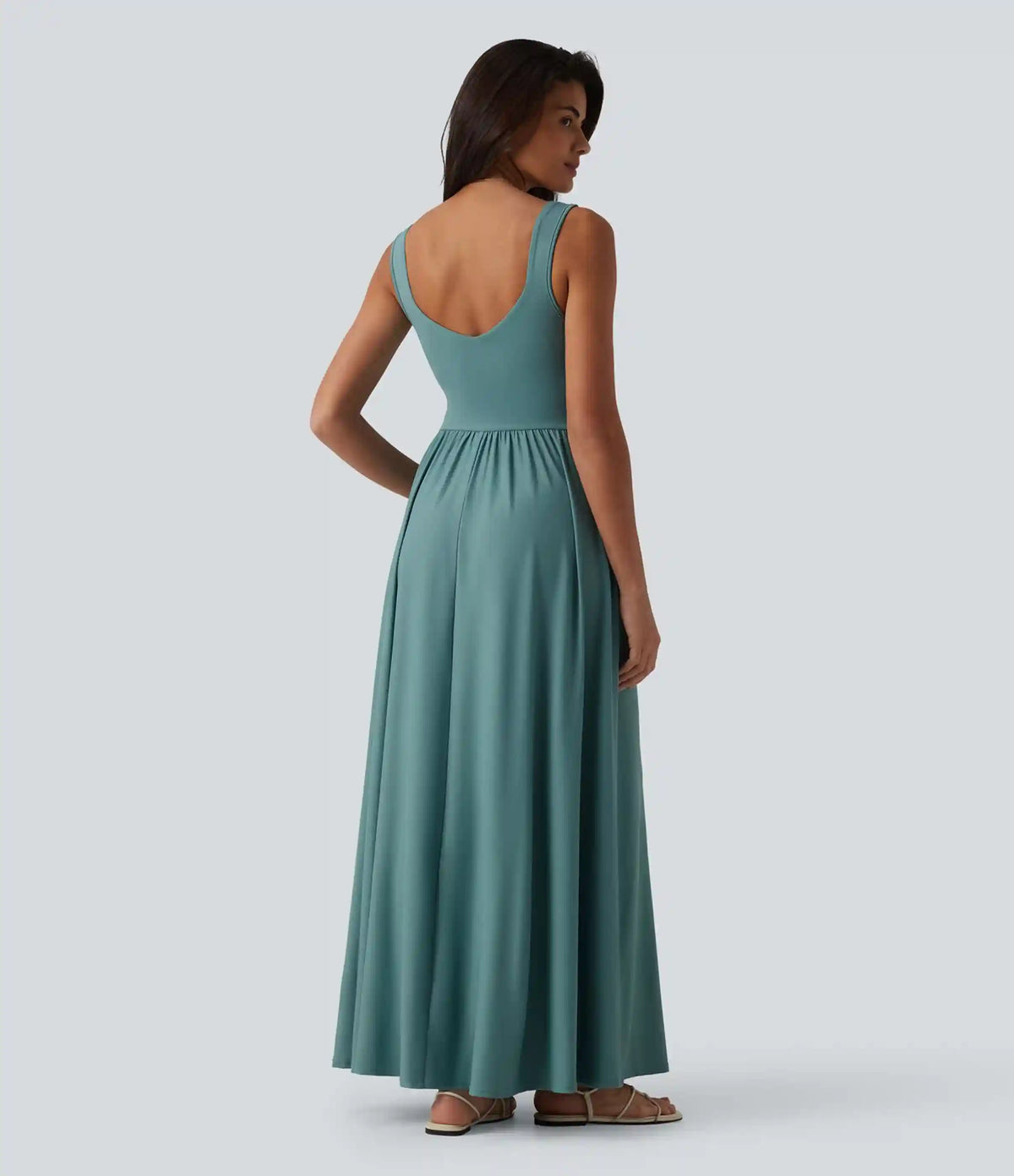 Built-in Bra Flowy Maxi Casual Dress with Pockets DD-F