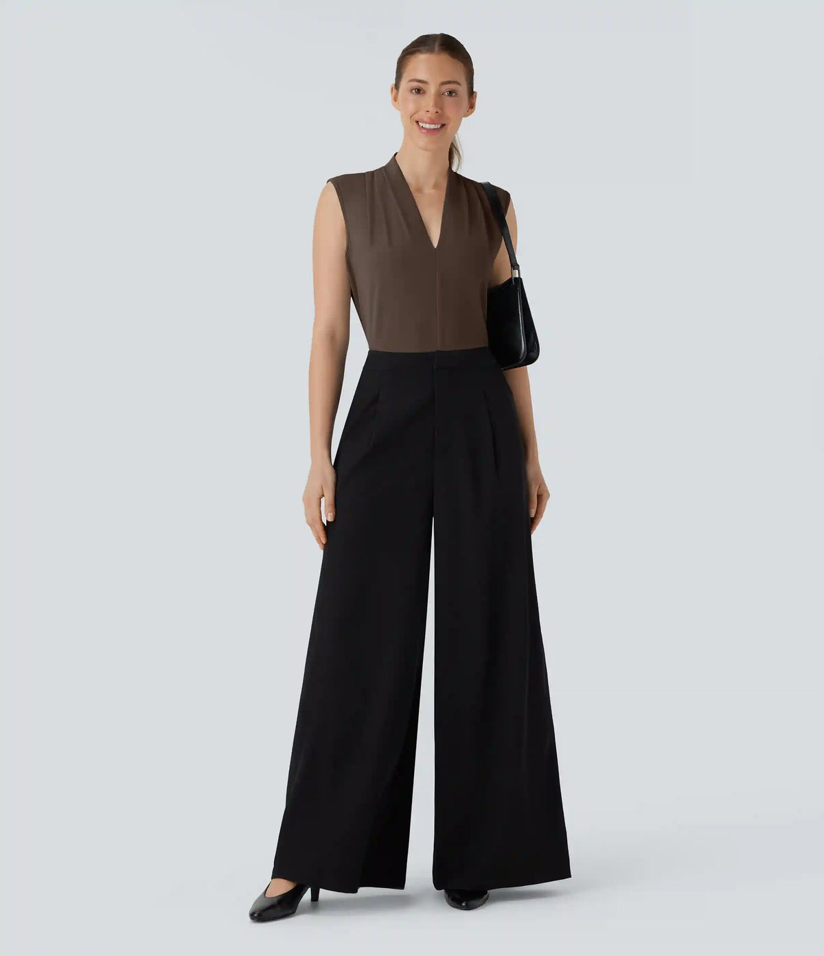 V Neck Sleeveless Work Blouse