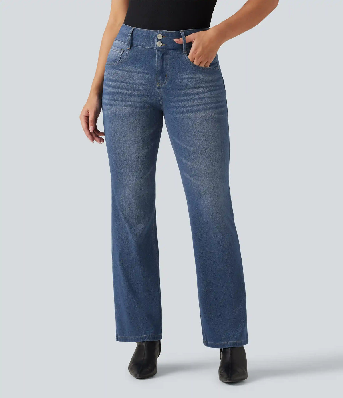 Halara Flex™ Mid Rise Bootcut Casual Jeans with Pockets