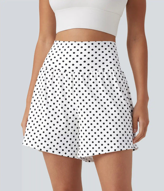 High Waisted 2-in-1 Polka Dot Yoga Shorts 5'' with Pockets