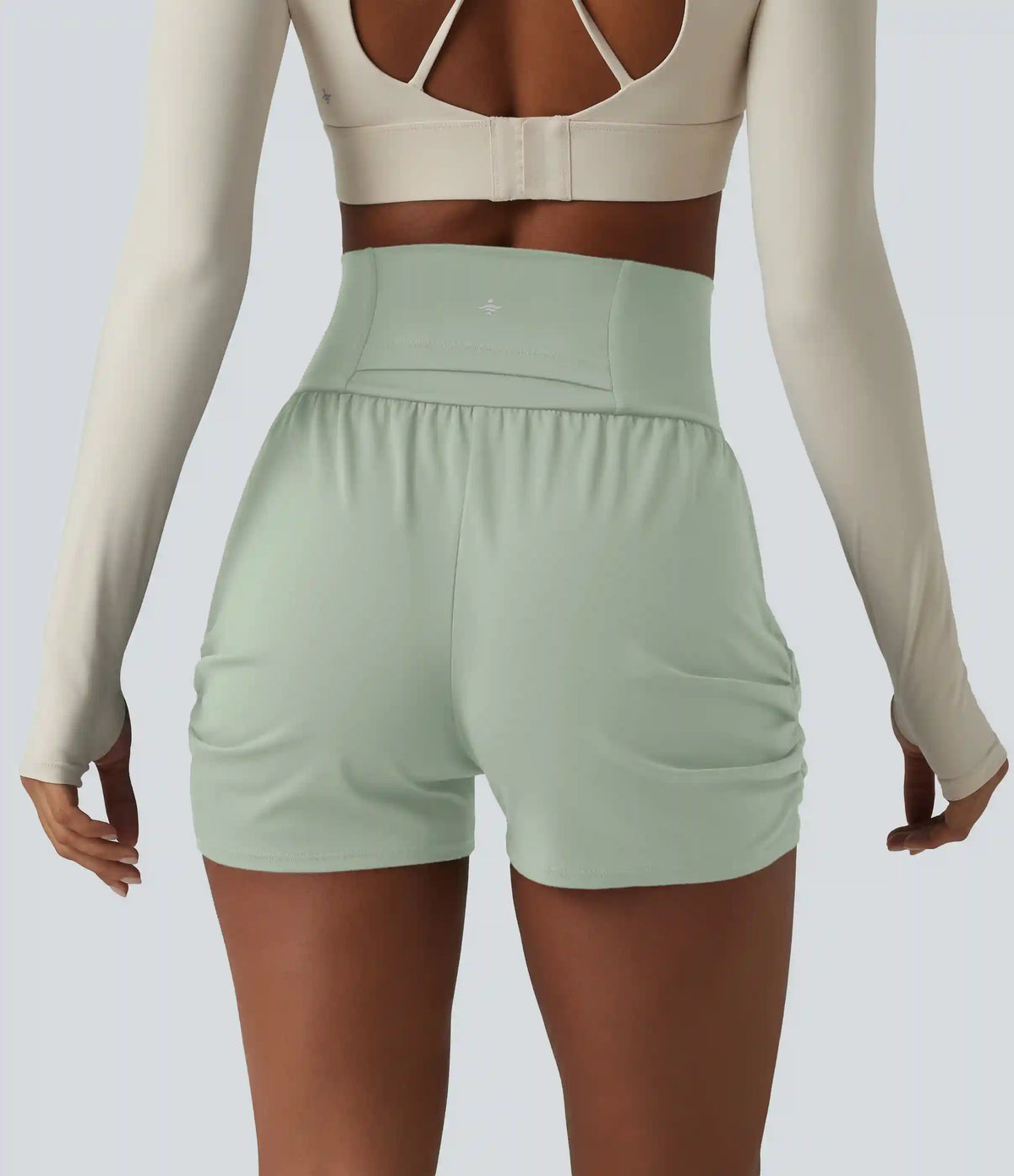 SoftlyZero™ Airy High Waisted Ruched InstantCool Yoga Shorts 3'' with Pockets