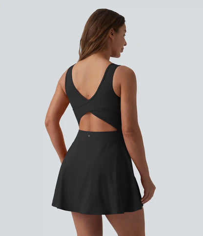 SoftlyZero™ Airy U Neck 2-in-1 Pocket Mini Cool Touch Dance Active Dress DD-F Cups-Easy Peezy