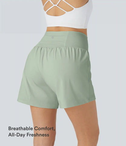 SoftlyZero™ Airy Super High Waisted 2-in-1 InstantCool Yoga Shorts 5'' with Pockets-Longer Length