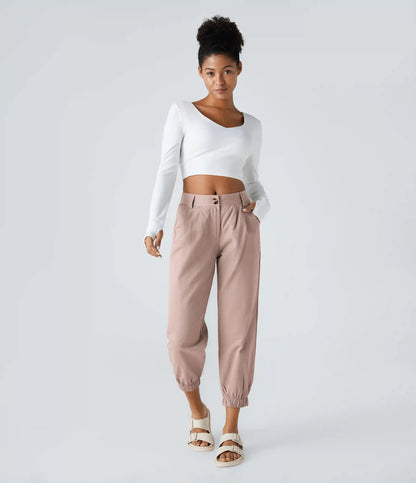 Mid Rise Casual Joggers with Pockets