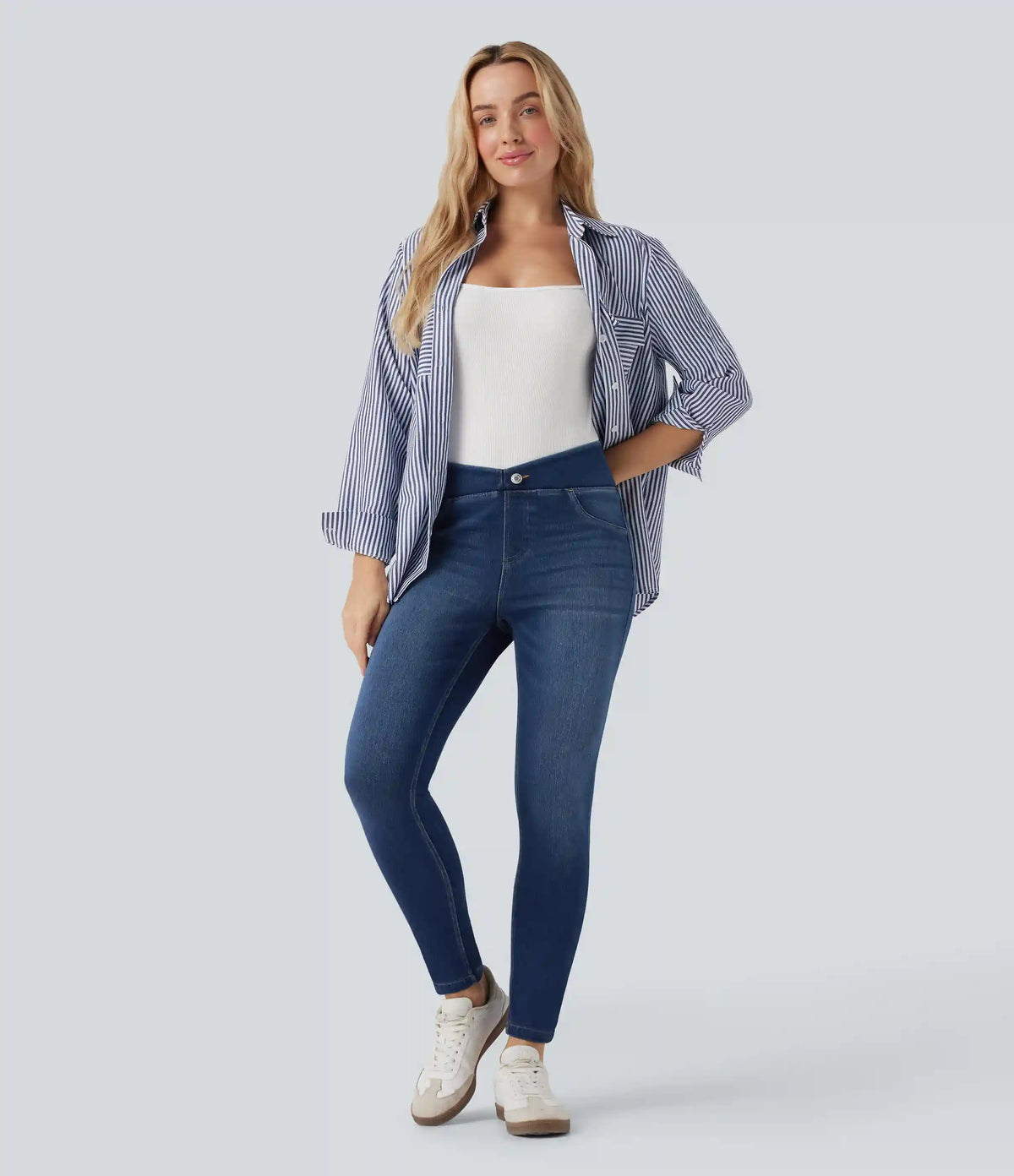 Halara Flex™ V-Shaped Mid Rise 7/8 Skinny Casual Jeans with Pockets