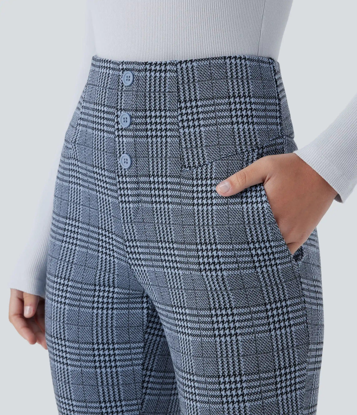 Halara Flex™ High Waisted Houndstooth Plaid Skinny Work Pants with Pockets