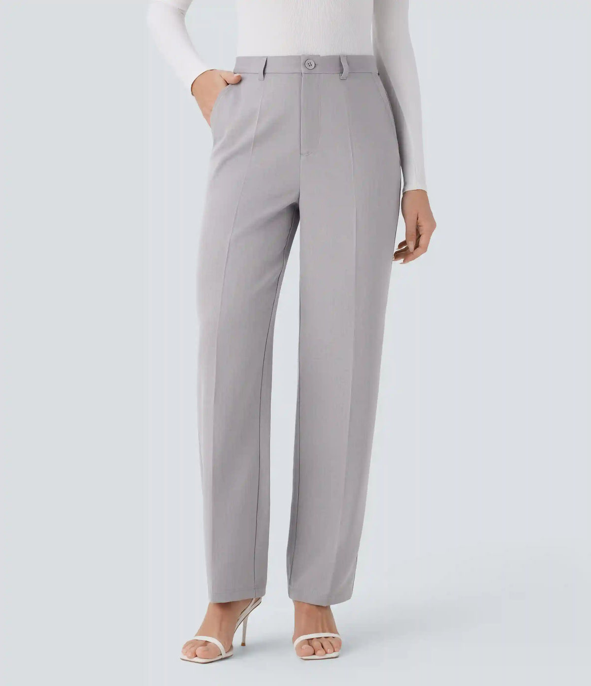 High Waisted Pocket Straight Leg Work Pants