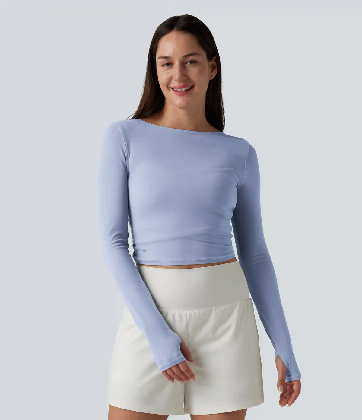SoftlyZero™ Long Sleeve Thumb Holes Crossover Wrap Tie Casual Top