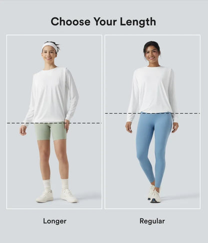 Round Neck Long Sleeve Ruched Yoga Sports Top-UPF50+