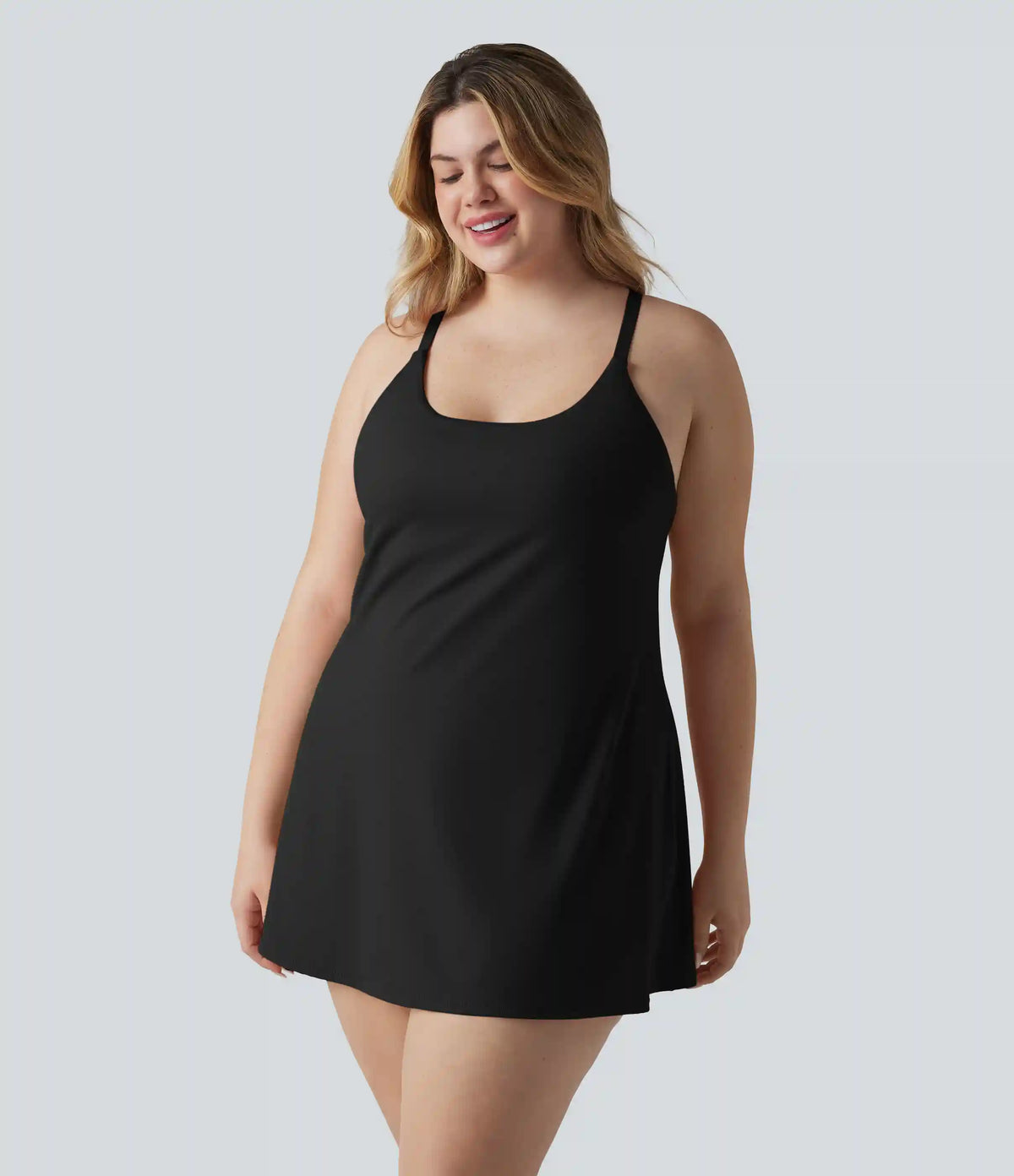 SoftlyZero™ Plush Push-Up Adjustable Straps Crisscross Backless Built-in Bra Dance Plus Size Active Dress-Easy Peezy Edition
