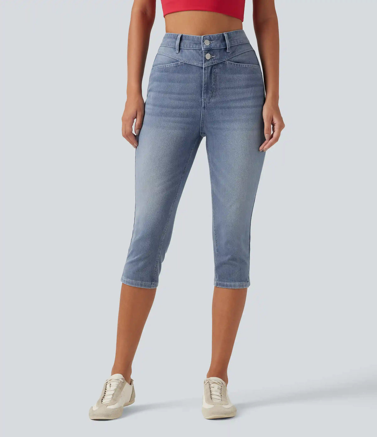 Halara Flex™ High Waisted Split Capri Casual Slim Jeans with Pockets