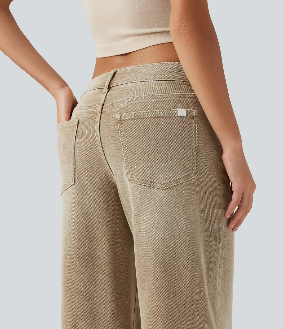 Low Rise Wide Leg Colorful Casual Jeans with Pockets
