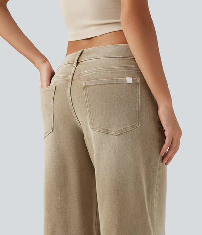 Low Rise Wide Leg Colorful Casual Jeans with Pockets