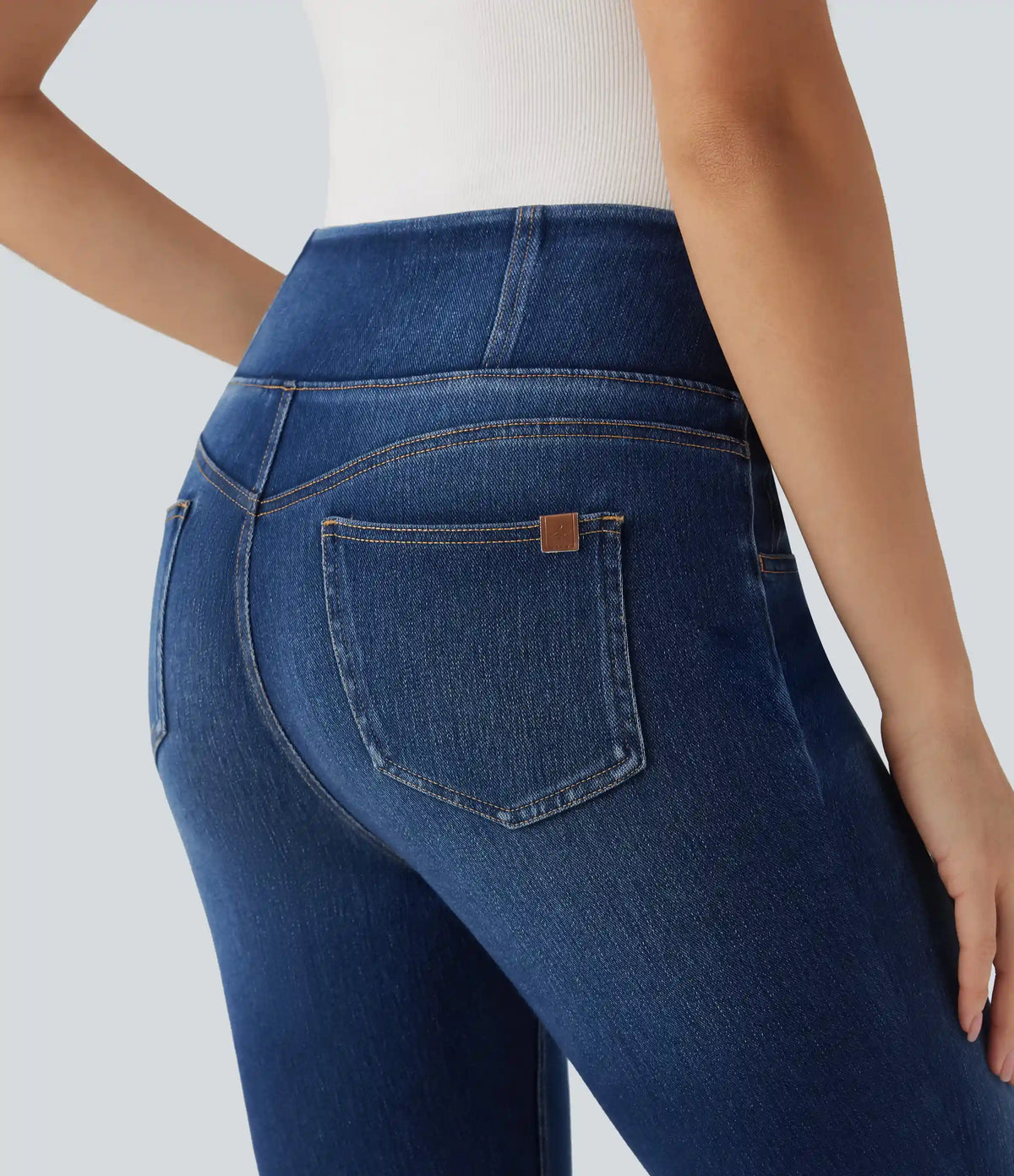 Halara Flex™ V-Shaped Mid Rise 7/8 Skinny Casual Jeans with Pockets