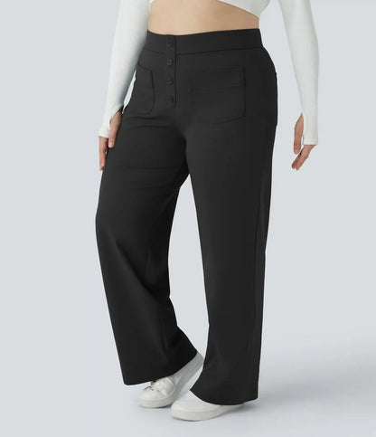 DayStretch High Waisted Pockets Straight Leg Casual Plus Size Pants