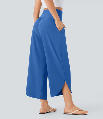 Breezeful™ High Waisted Tummy Control Split Hem Quick Dry Resort Pants with Pockets