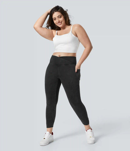 Halara Flex™ Crossover Pocket Washed Denim Work Plus Size Leggings