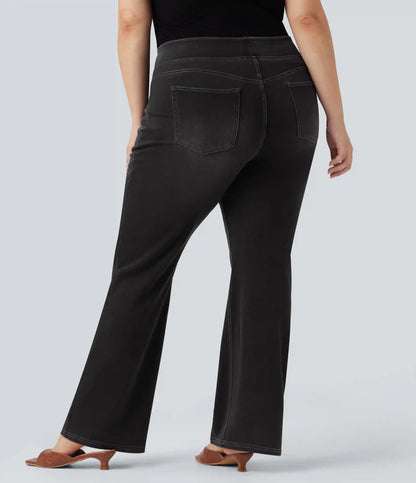 Halara Flex™ High Waisted Pockets Washed Casual Bootcut Plus Size Jeans