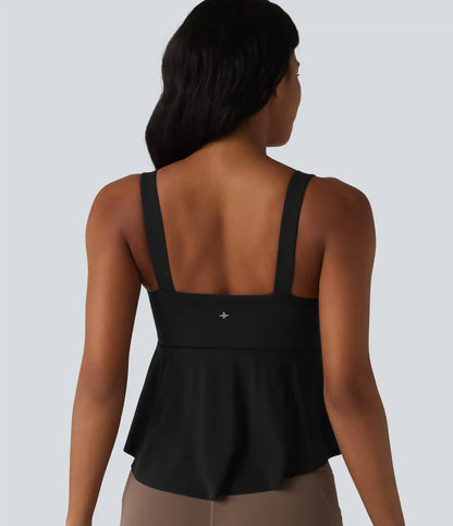 Halara UltraSculpt™ V Neck Push-Up Non-Removable Pad Ruffle Hem Yoga Tank Top