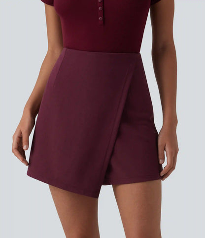 Wrinkle-resistant High Waisted Longer Mini Work Skort