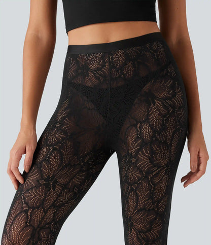 High Waisted Contrast Lace Skinny Leggings