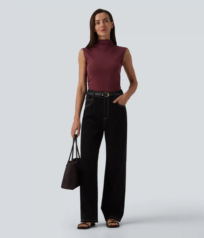 Mock Neck Work Pima Cotton Tank Top