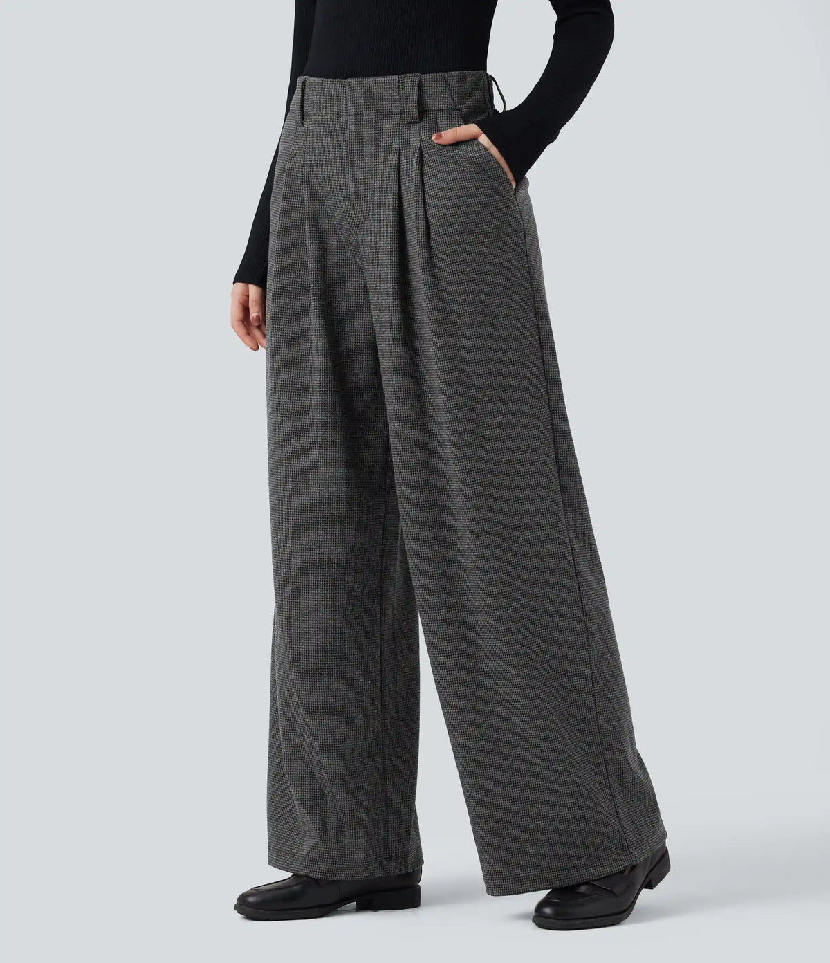 Halara Flex™ High Waisted Houndstooth Work Baggy Pants with Pockets