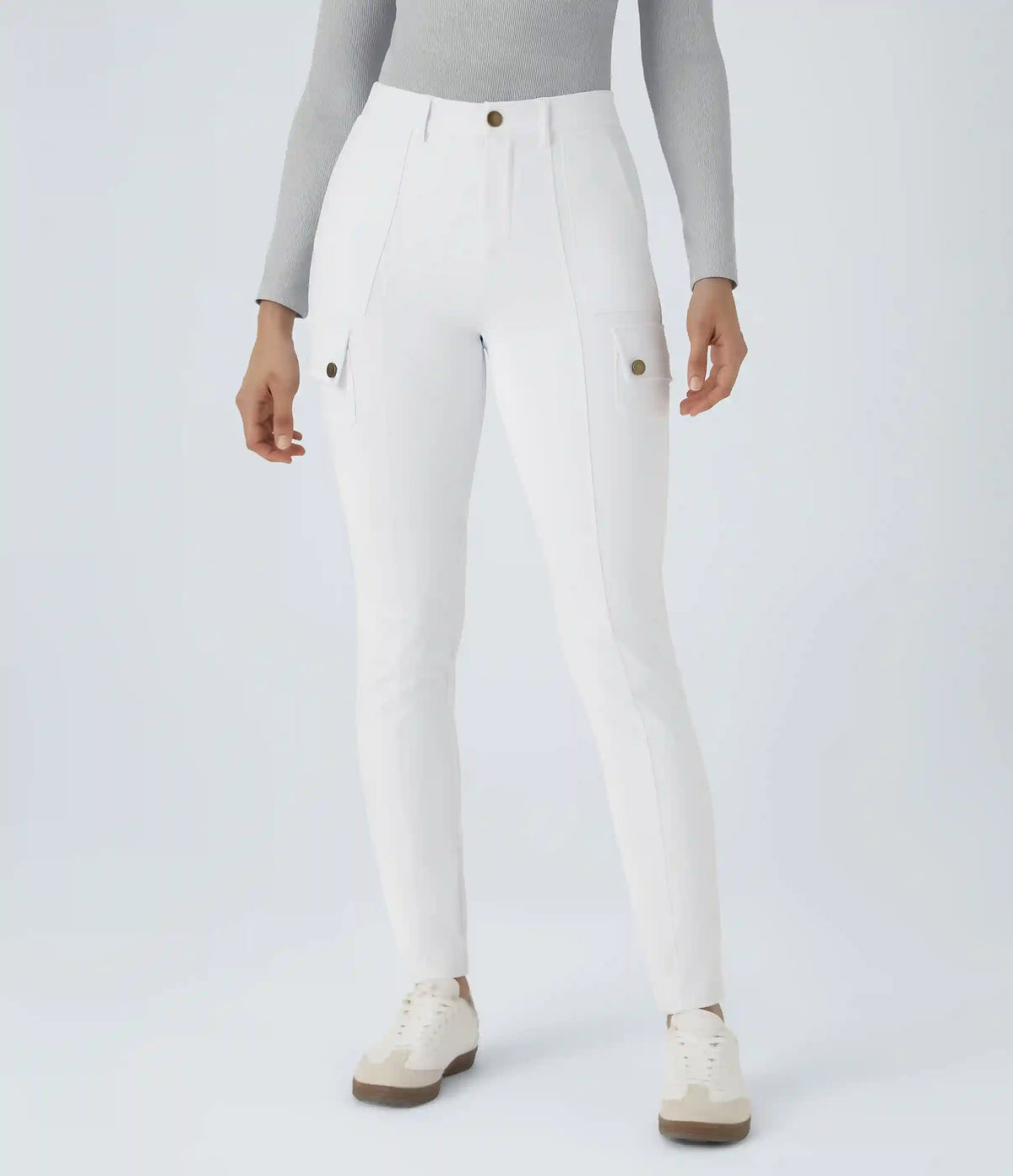 DayStretch High Waisted Zipper Pockets Solid Skinny Cargo Pants