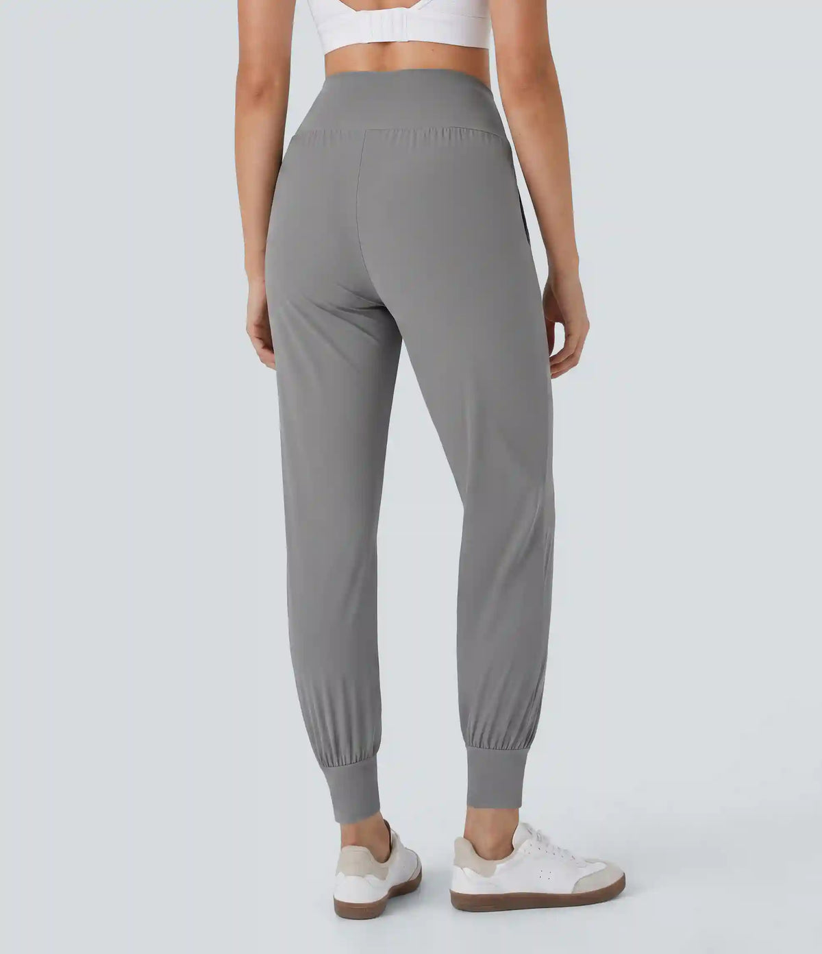 High Waisted Plain Side Pocket Casual Joggers