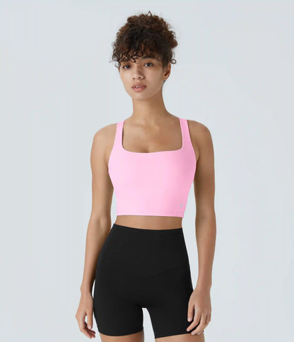 SoftlyZero™ Airy Square Neck Backless Crisscross Cropped InstantCool Yoga Tank Top