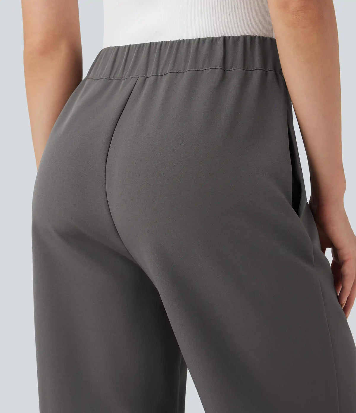 High Waisted Straight Leg Work Pants with Pockets