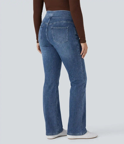Halara Flex™ High Waisted Pockets Washed Casual Bootcut Plus Size Jeans