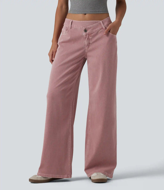 Halara Flex™ Asymmetric Low Rise Wide Leg Colorful Casual Jeans with Pockets