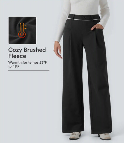 SoftlyZero™ Plush Thermal Mid Rise Straight Leg Work Pants with Pockets