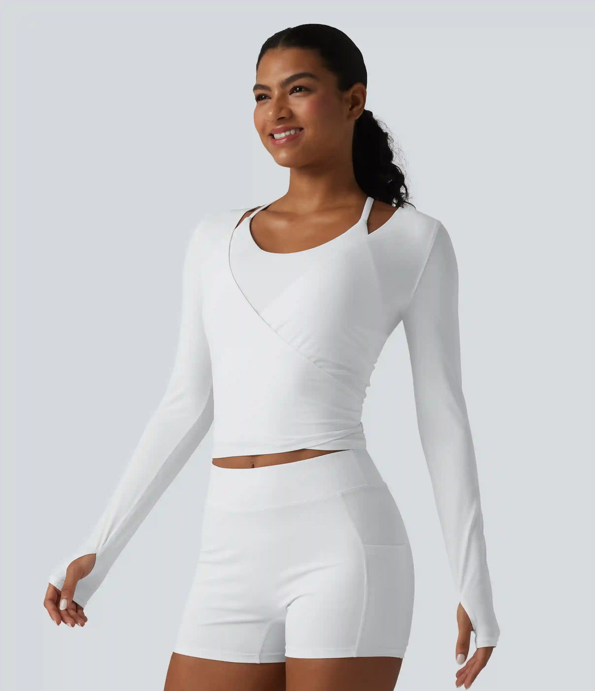 Long Sleeve Crossover Tie InstantCool Yoga Top-UPF50+