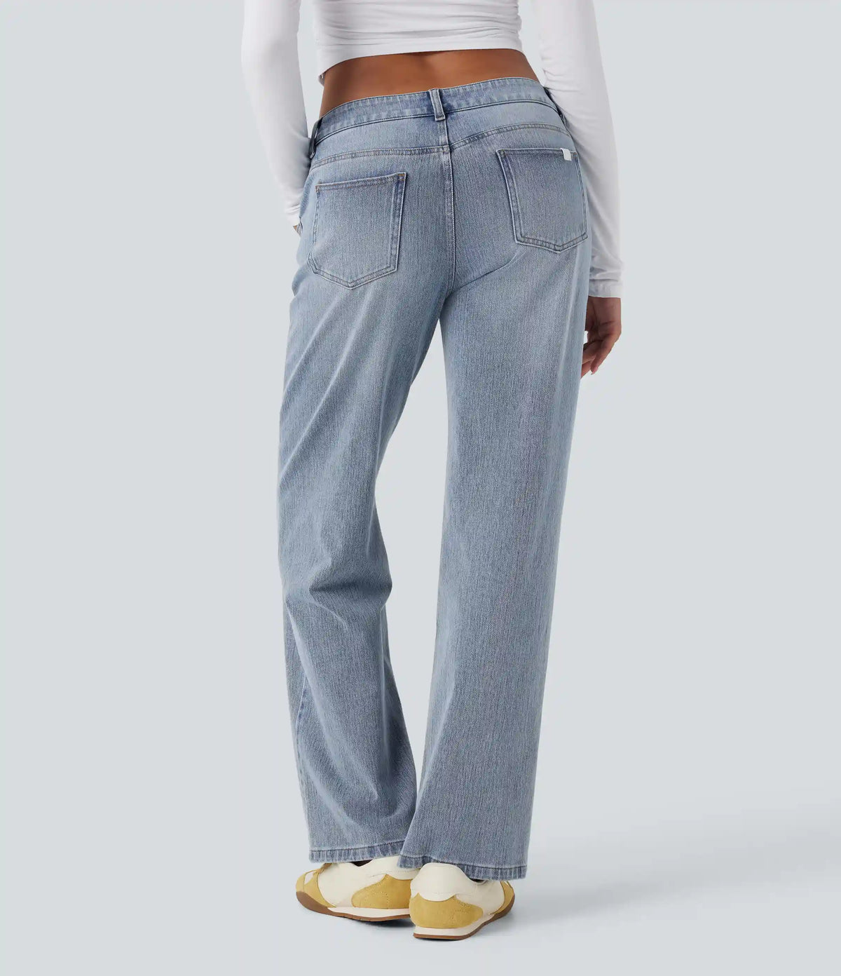 Halara Flex™ Asymmetric Low Rise Straight Leg Casual Jeans with Pockets