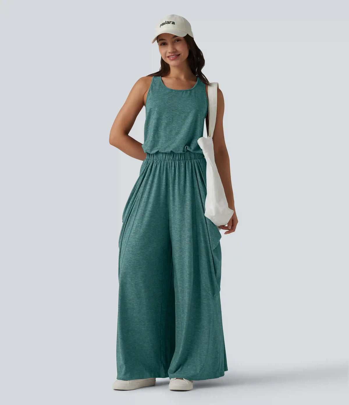 Sleeveless Cut Out Wide Leg Casual Jumpsuit with Pockets-Easy Peezy Edition