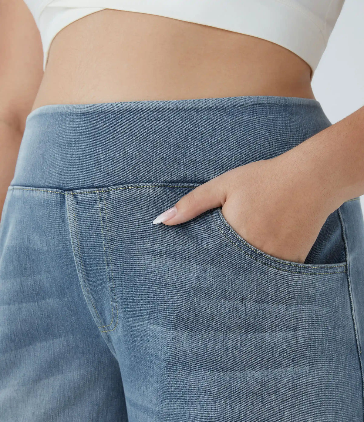 Halara Flex™ High Waisted Pockets Baggy Wide Leg Washed Casual Plus Size Jeans