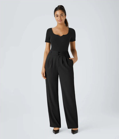 Halara Flex™ High Waisted Zipper Pocket Shirred Straight Leg Work Pants