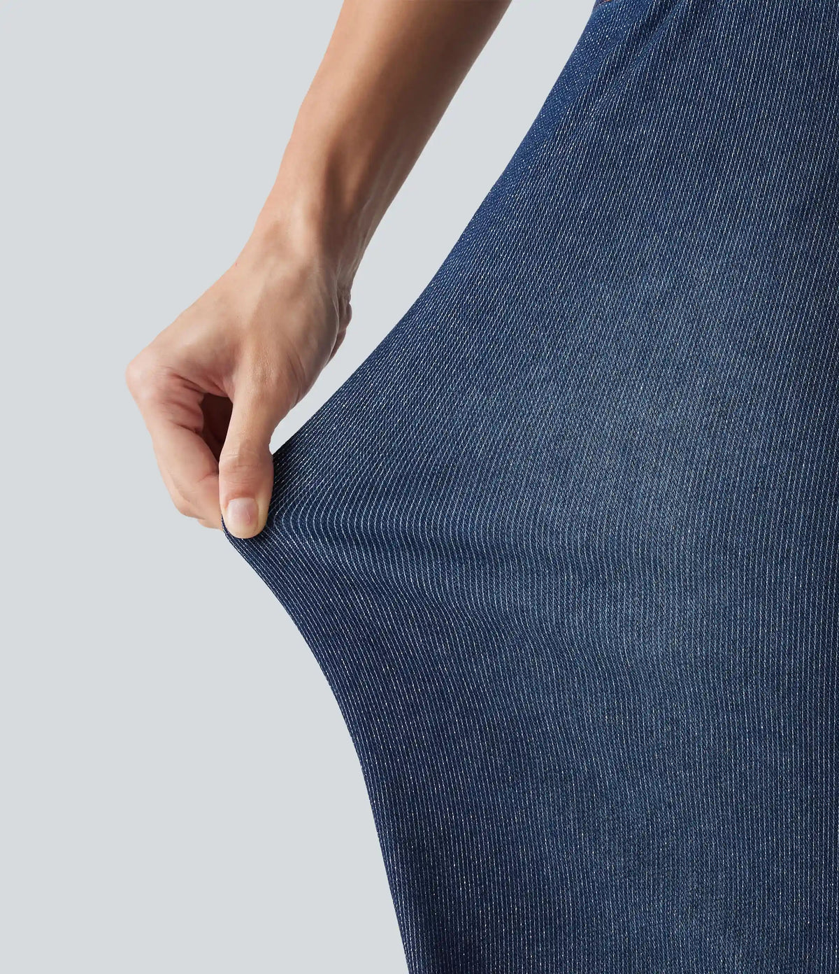 HalaraFlex™ High Waisted Wide Leg Silver Shine Casual Jeans with Pockets