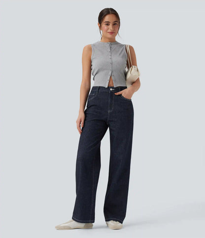 Halara Flex™ High Waisted Straight Leg Sparkle Casual Jeans with Pockets