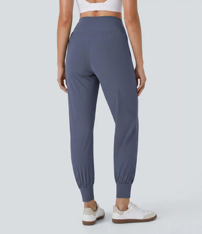 High Waisted Plain Pocket Casual Joggers