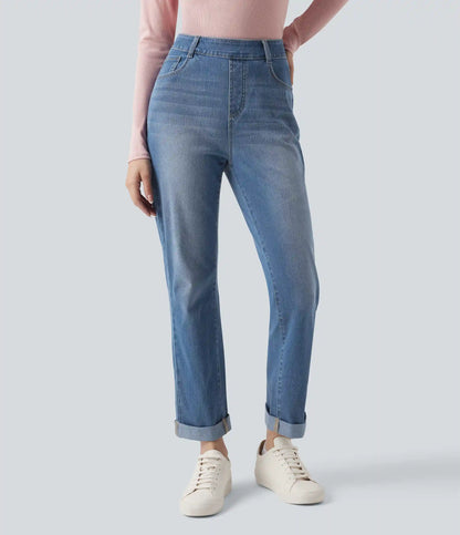 Halara Flex™ High Waisted Rolled Hem Casaul Slim Jeans with Pockets
