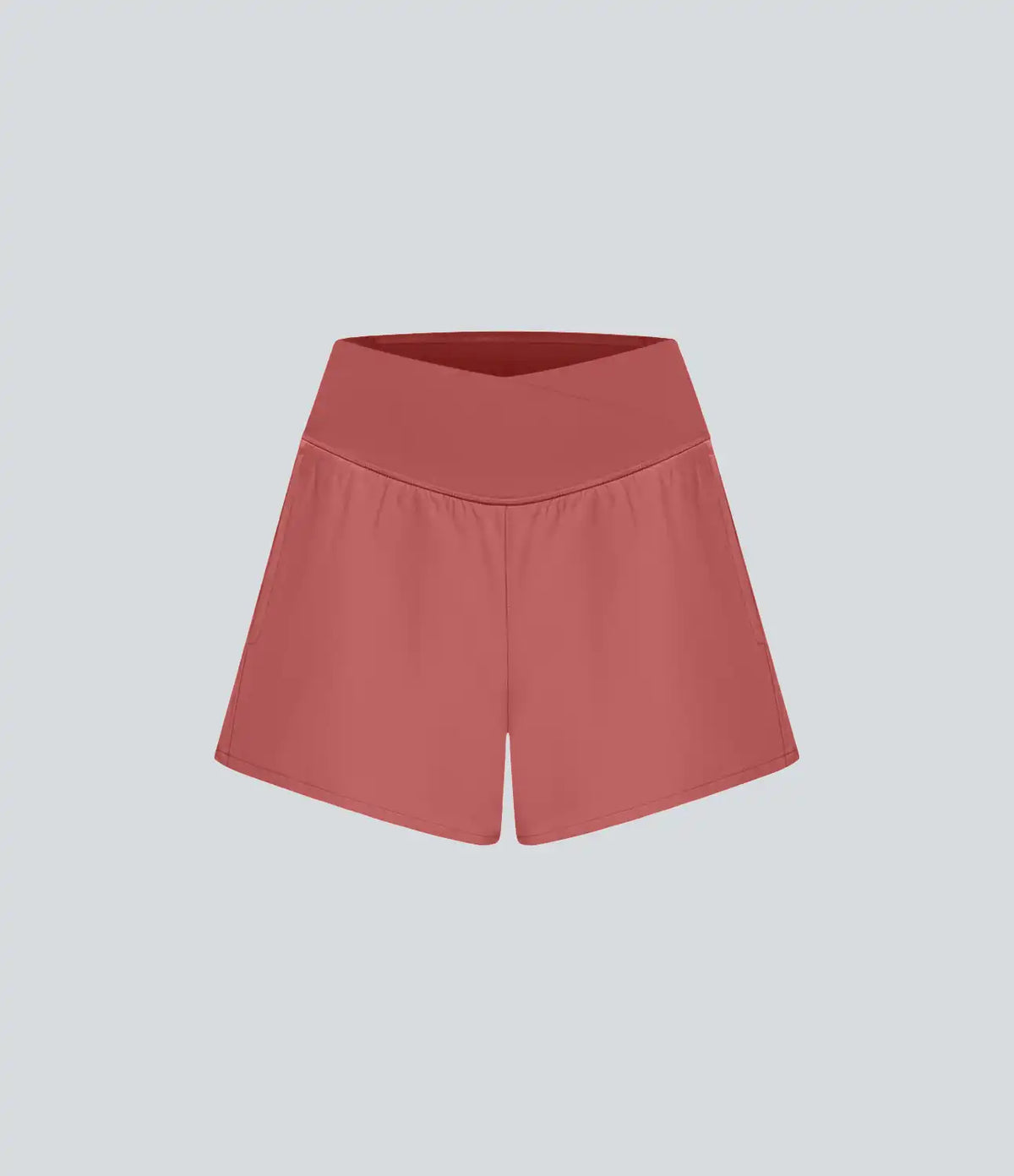 Breezeful™ High Waisted Crossover Pocket 2-in-1 Quick Dry Yoga Shorts 4"